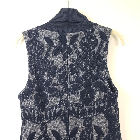Maeve Anthropology Midi Sweater Dress Sz 8P Ryder Jacquard Turtleneck Navy Blue - Picture 7 of 12